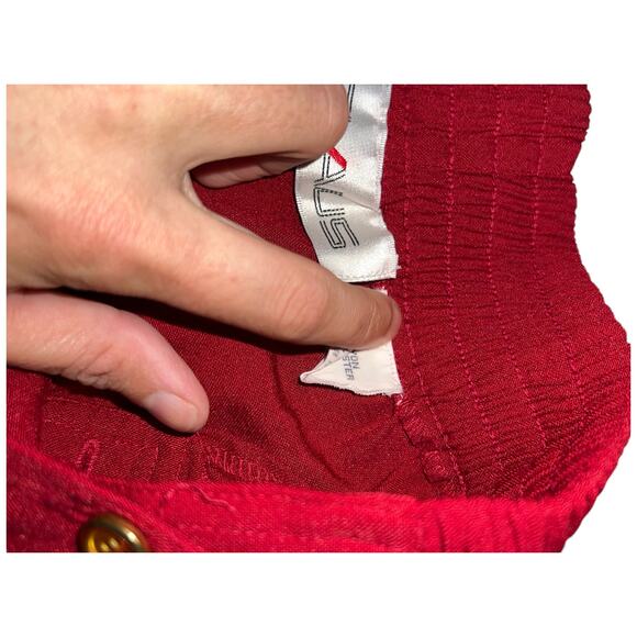 Vintage 90s CHAUS Red Stirrup Pants High Waist Pleated Rayon Blend Size 8 - Picture 12 of 16